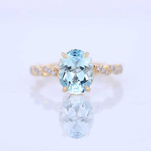 Load image into Gallery viewer, 2 Carat Oval Genuine Natural Aquamarine Hidden Halo Rose Gold Twisted Shank Engagement Ring