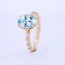 Load image into Gallery viewer, 2 Carat Oval Genuine Natural Aquamarine Hidden Halo Rose Gold Twisted Shank Engagement Ring