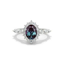 Load image into Gallery viewer, 14K White Gold 1.2 Carat Oval Alexandrite Halo Engagement Ring