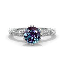 Load image into Gallery viewer, 2 Carat Alexandrite Floral  White Gold Engagement  Ring