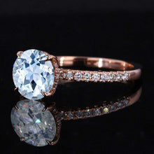Load image into Gallery viewer, 2 Carat Round Hidden Halo Giliarto Genuine Natural Aquamarine Rose Gold Engagement Ring