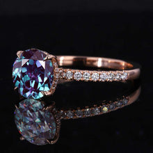 Load image into Gallery viewer, 2 Carat Round Hidden Halo Alexandrite Rose Gold Engagement Ring