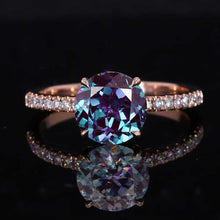 Load image into Gallery viewer, 2 Carat Round Hidden Halo Alexandrite Rose Gold Engagement Ring