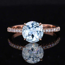 Load image into Gallery viewer, 2 Carat Round Hidden Halo Giliarto Genuine Natural Aquamarine Rose Gold Engagement Ring