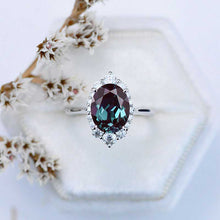 Load image into Gallery viewer, 14K White Gold 2 Carat Oval Alexandrite Halo Engagement Ring