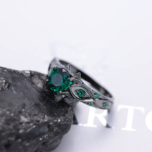 Load image into Gallery viewer, 14K Black Gold Emerald Celtic Engagement Ring