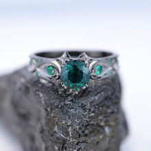 Load image into Gallery viewer, 14K Black Gold Emerald Celtic Engagement Ring