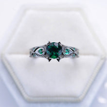 Load image into Gallery viewer, 14K Black Gold Emerald Celtic Engagement Ring