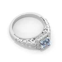 Load image into Gallery viewer, Princess Cut Genuine Aquamarine Halo Engagement Ring