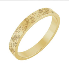 Load image into Gallery viewer, 14K Yellow 3 mm Rose Pattern Band