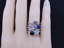 Load image into Gallery viewer, Silver Dainty Natural Moonstone Ring. Round Moonstone Floral Ring