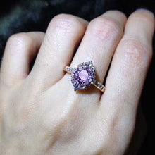 Load image into Gallery viewer, 2 Carat Round Purple Sapphire Halo Gold Engagement Ring