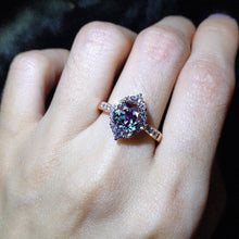 Load image into Gallery viewer, 2 Carat Round Alexandrite Halo Gold Engagement Ring