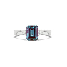 Load image into Gallery viewer, 3.5 Carat Alexandrite Emerald Cut Engagement Gold Ring.