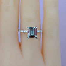 Load image into Gallery viewer, 3 Carat Emerald Cut Alexandrite Hidden Halo Engagement Ring