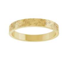 Load image into Gallery viewer, 14K Yellow 3 mm Rose Pattern Band
