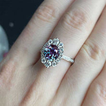 Load image into Gallery viewer, 14K White Gold 2 Carat Round Alexandrite Halo Engagement Ring