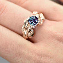 Load image into Gallery viewer, Alexandrite Engagement Ring 14K Rose and White Gold