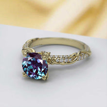 Load image into Gallery viewer, 2.0 Carat Alexandrite Engagement Ring-58 round accents 0.4 TCW 14K White Gold