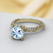 Load image into Gallery viewer, 2.0 Carat Aquamarine Nature Engagement Ring-58 round accents 0.4 TCW 14K White Gold