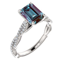 Load image into Gallery viewer, 14K Gold 8x6 mm Emerald Cut Forever One Alexandrite 1/3 CTW Diamond Engagement Ring
