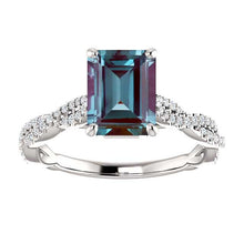 Load image into Gallery viewer, 14K Gold 8x6 mm Emerald Cut Forever One Alexandrite 1/3 CTW Diamond Engagement Ring