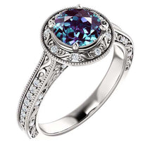 Load image into Gallery viewer, 14K Gold 6.5mm Round Alexandrite 1/4 CTW Alexandrite Engagement Ring
