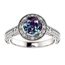Load image into Gallery viewer, 14K Gold 6.5mm Round Alexandrite 1/4 CTW Alexandrite Engagement Ring