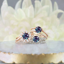 Load image into Gallery viewer, 14K Gold  6.5mm Round Forever One Alexandrite .07 CTW Diamond Engagement Ring