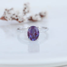 Load image into Gallery viewer, 3 Carat Carat Oval Alexandrite Ring, Hidden Halo Gold Engagement Ring