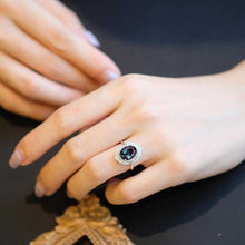 Load image into Gallery viewer, 2Ct Oval cut Alexandrite ring, Alexandrite solitaire ring, Alexandrite ring, Alexandrite Oval Shape vintage halo ring