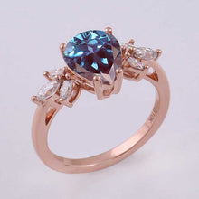 Load image into Gallery viewer, Pear shaped Alexandrite engagement ring vintage Unique Marquise cut Cluster engagement ring rose gold wedding Bridal gift for women