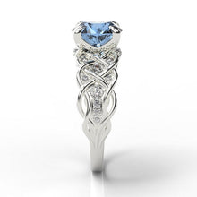 Load image into Gallery viewer, 2 Carat Genuine Aquamarine Engagement Rind 14K White Gold