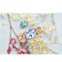 Load image into Gallery viewer, 2 Carat White Aquamarine Accent Stones in 10K Rose Gold Engagement Ring Anniversary Promissory Ring Genuine Aquamarine White Stone