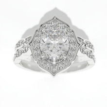 Load image into Gallery viewer, 14K Solid Gold Ring 1.5CT Oval Diamond Imitation Wedding Ring Moissanite Halo Engagement Ring Anniversary Promise Eternity Gold Ring Set