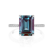Load image into Gallery viewer, 5Ct Alexandrite Engagement Ring, Radiant Cut Shape Dainty Engagement Ring, Alexandrite Hidden Halo Pave Set