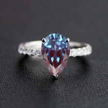 Load image into Gallery viewer, 2Ct Pear Alexandrite Hidden Halo Engagement Gold Ring, 9x7mm Pear Cut Alexandrite Engagement Ring, Micro pave Accents Stones