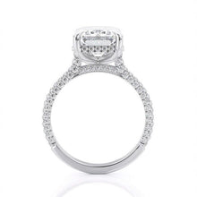 Load image into Gallery viewer, 5ct Emerald Cut Moissanite Ring, 5 Carat Emerald Cut Moissanite Engagement Ring, Moissanite Pave Accent Stones Hidden Halo