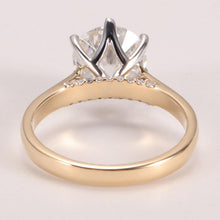 Load image into Gallery viewer, 14K Solid Two Tone Gold 2CT Round Alexandrite Solitaire Six Prongs Ring Alexandrite Hidden Halo Engagement Ring Anniversary Promise Gold Ring