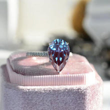 Load image into Gallery viewer, 3Ct Pear Alexandrite Engagement Ring Set, 3 Carat Pear Cut Alexandrite Engagement Ring Eternity Band Set