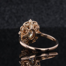 Load image into Gallery viewer, Vintage Aquamarine Engagement Ring Rose Gold wedding Ring 2ct Antique Oval cut Bridal ring Art deco Halo Ring Milgrain Anniversary ring