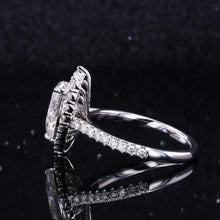 Load image into Gallery viewer, 3 Carat Halo Pear Cut Alexandrite 14K Solid White Gold Ring