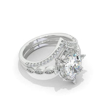 Load image into Gallery viewer, 14K Rose Gold Ring 2CT Oval Vintage Wedding Ring, Oval Moissanite Halo Engagement Ring Anniversary Promise Eternity Gold Ring Set