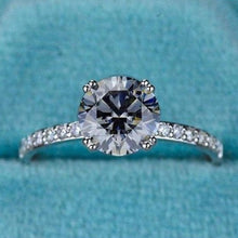 Load image into Gallery viewer, 2 Carat Round Light Gray Grey Moissanite Silver White Gold Plated Ring, Gray Moissanite Promissory Ring, Gift For Her
