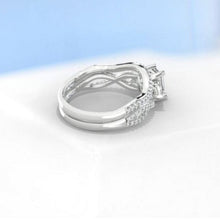 Load image into Gallery viewer, 1Ct Alexandrite Engagement Ring, Solitaire Emerald Cut Alexandrite Engagement Ring, Moissanite Pave Accents Stones Hidden Halo Ring Set