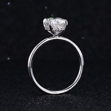 Load image into Gallery viewer, 4Ct Teal Sapphire Engagement Ring, Solitaire Radiant Cut Teal Sapphire Engagement Ring, Moissanite Pave Accents Stones Hidden Halo