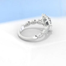 Load image into Gallery viewer, Pear 9x7 Blue Halo Engagement Ring, Blue Promise Ring For Her, Blue Moissanite Wedding Ring, Pear Moissanite Engagement Ring, 14K Gold