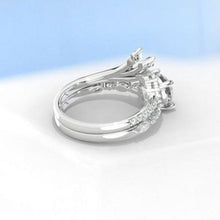 Load image into Gallery viewer, 14K Solid Gold Ring 2CT Round Alexandrite Halo Engagement Ring Anniversary Promise Eternity Gold Ring Set