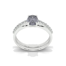 Load image into Gallery viewer, 1.5CT Oval Dark Gray Moissanite Wedding Ring Set. Moissanite Engagement Ring Anniversary Ring Promise Yellow White Gold Ring Set