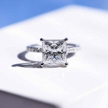 Load image into Gallery viewer, 2Ct Moissanite Engagement Ring, Solitaire Princess Cut Moissanite Engagement Ring, Moissanite Pave Accents Stones